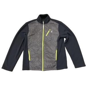 Spyder Jacket Mens Medium Full Zip Quilted Outdoor Hiking Pockets Gray M EUC